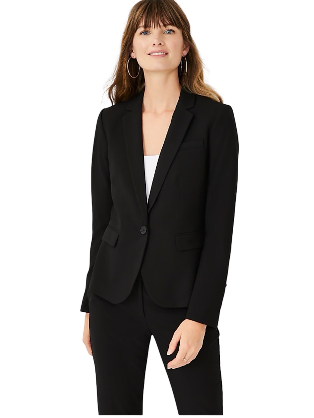 NWOT Ann Taylor Black One Button Tailored Blazer Size 4 Career Office
